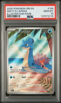 2025 Pokemon Dri EN-Destined Rivals Misty's Lapras Illustration Rare PSA 10 #194 - Image 1
