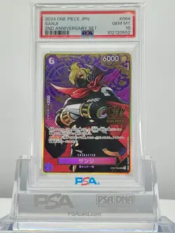 PSA10 One Piece Card SANJI 2nd Anniversary Set OP07-064 SR Japanese - Image 1