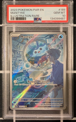 Pokemon TCG Mantyke Card 189/182 Sv04: Paradox Rift PSA 10 - Image 1