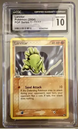 Pokemon TCG Larvitar 11/17 POP Series 1 2004 CGC GEM MINT 10 - Image 1