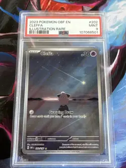 2023 POKEMON OBF EN-OBSIDIAN FLAMES ILLUSTRATION RARE #202 CLEFFA PSA 9 - Image 1