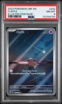 2023 Pokemon Obsidian Flames OBF En Cleffa Illustration Rare #202 PSA 8 NM-MT - Image 1