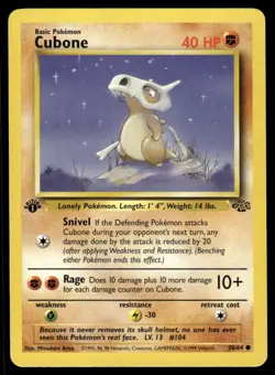 Pokemon TCG Pokemon Jungle #50/64 Cubone 1st Edition LP - Image 1