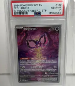 Pecharunt SVP EN 129 Shrouded Fable PSA 10 Gem Mint Pokemon Center Stamped Promo - Image 1