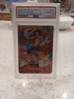 2024 ONE PIECE OP08 EN PORTGAS D. ACE SPECIAL ALTERNATE ART PSA 10 - Image 1