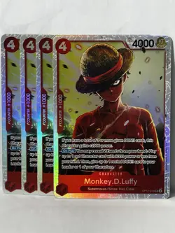 One Piece TCG 4x Monkey.D.Luffy SR OP12-015 Legacy of the Master -NM- (Playset) - Image 1