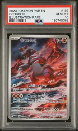 2023 POKEMON PAR EN-PARADOX RIFT ILLUSTRATION RARE #199 GROUDON PSA 10 - Image 1