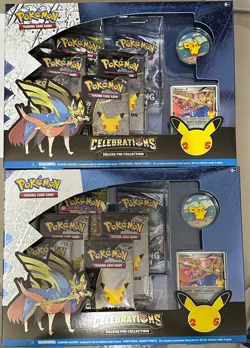 Pokemon 25th Anniversary Celebrations Zacian Promo Deluxe Pin Collection x2 - Image 1