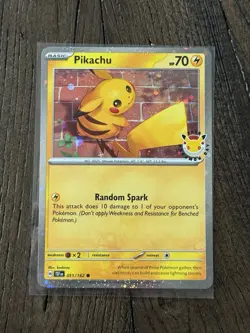 ‼2026 Pikachu 051/162 Pokemon Day 30th Anniversary Stamped Promo TCG Cosmo Holo - Image 1