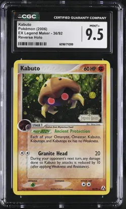 CGC 9.5 MINT+ Kabuto EX Legend Maker 36/92 Reverse Holo STAMPED Pokemon Card - Image 1