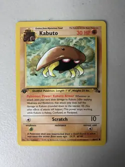 Kabuto 50/62 Pokemon Card Fossil 1st Edition NM Near Mint+++ (K3) - Image 4