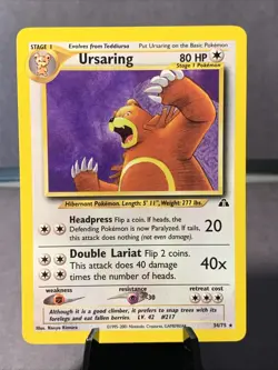 Pokemon TCG Neo Discovery Ursaring Non Holo Rare 34/75 VTG 2001 WOTC NM - Image 1