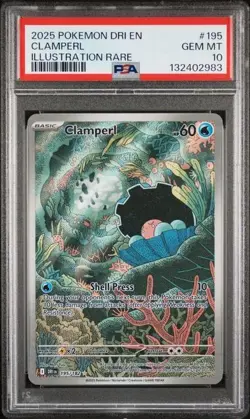 PSA 10 Clamperl 195/182 Pokemon Destined Rivals Illustration Rare 2025 GEM MINT - Image 1