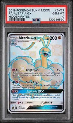 2019 POKEMON SUN & MOON HIDDEN FATES #SV77 FULL ART/ALTARIA GX PSA 10 - Image 1