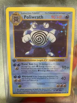 Pokemon TCG Poliwrath Base Set 1st Edition Holo Rare 90HP English 13/102 Card - Image 1