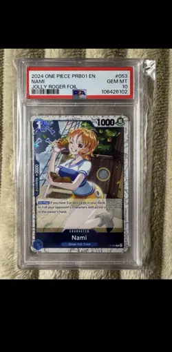 One Piece Card Game Nami P-053 (Jolly Roger Foil) - (PRB-01) PSA 10 - Image 1