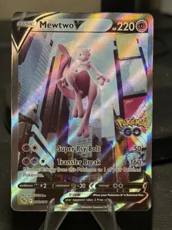 Pokemon TCG Mewtwo v Alt Art Full Art Holo Ultra Rare Card 072/078 Pokemon Go - Image 1