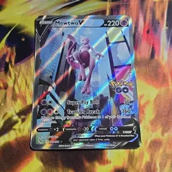 Pokemon Go Mewtwo v Full Art Holo Ultra Rare Card 072/078 Pokemon TCG - Image 1