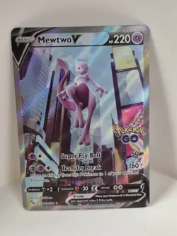 Pokemon Go Mewtwo v Full Art Holo Ultra Rare Card 072/078 Pokemon TCG - Image 1