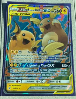 Raichu & Alolan Raichu GX 54/236 Pokemon TCG Sun & Moon Unified Minds 2019 - Image 1