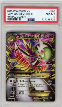 M Gardevoir EX 156/160 Full Art Primal Clash 2015 XY Pokemon TCG Card PSA 8 - Image 1