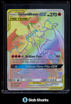 2019 POKEMON SUN & MOON COSMIC ECLIPSE #251/236 CHARIZARD & BRAIXEN TAG TEAM GX - Image 1