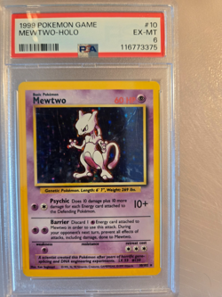 Pokemon TCG Mewtwo 10/102 Base Set Holo Rare Card 1999 Unlimited PSA 6 EX-MT - Image 1