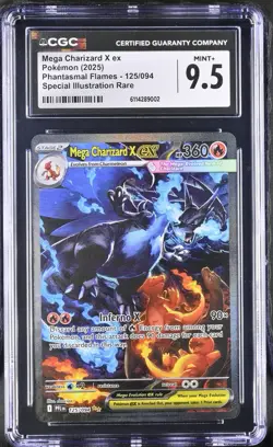 2025 Pokemon Phantasmal Flames EN Mega Charizard X ex SIR CGC Mint + 9.5 - Image 1