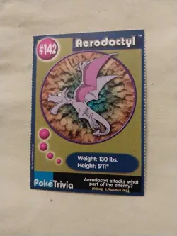 VTG Vintage POKEMON Aerodactyl 142 TRADING CARD Burger King Pokemon TCG Nintendo - Image 1
