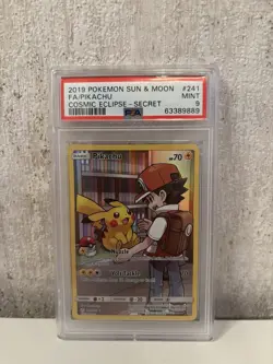 Pokemon Pikachu TCG Holo Secret Rare Card Cosmic Eclipse 241/236 PSA 9 - Image 1