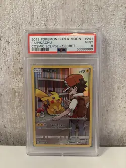 Pokemon Pikachu TCG Holo Secret Rare Card Cosmic Eclipse 241/236 PSA 9 - Image 2