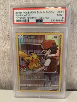 Pokemon Pikachu TCG Holo Secret Rare Card Cosmic Eclipse 241/236 PSA 9 - Image 3