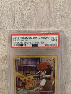 Pokemon Pikachu TCG Holo Secret Rare Card Cosmic Eclipse 241/236 PSA 9 - Image 4