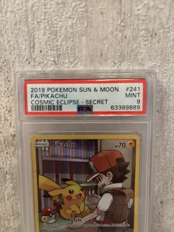 Pokemon Pikachu TCG Holo Secret Rare Card Cosmic Eclipse 241/236 PSA 9 - Image 5