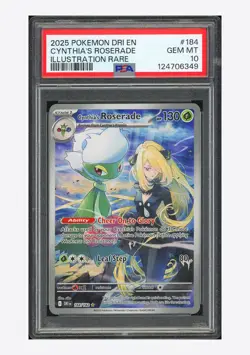 Pokemon PSA 10 Cynthia's Roserade Illustration Rare 2025 184/182 DRI English - Image 1