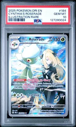 2025 Pokemon DRI EN Cynthia's Roserade 184/182 Illustration Rare PSA 10 - Image 1
