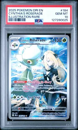 2025 Pokemon DRI EN Cynthia's Roserade 184/182 Illustration Rare PSA 10 - Image 1