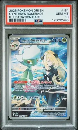 2025 Pokemon DRI EN Cynthia's Roserade 184/182 Illustration Rare PSA 10 - Image 1