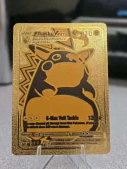 Pokemon Pikachu VMAX 310hp Gold Foil Fan Art Collector Card TCG Gigantamax - Image 1