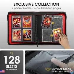 Forzarocket 4-Pocket Zippered Toploader Binder | 128-Card Album for Gaming Cards - Image 3