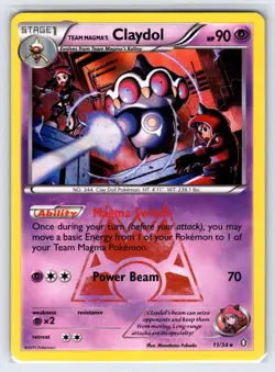 Team Magma's Claydol 11/34 2015 Double Crisis Pokemon Card Holo Rare - Vlp - Image 1