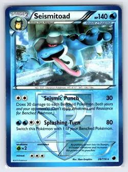 Seismitoad 26/116 Black & White Plasma Freeze Pokemon Card Non Holo Rare - Vlp - Image 1