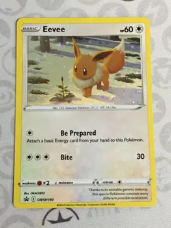 D1359 POKEMON TCG SWORD & SHIELD EEVEE SWSH190 LP HOLO BLACK STAR PROMO - Image 1