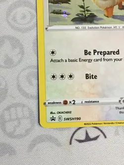 D1359 POKEMON TCG SWORD & SHIELD EEVEE SWSH190 LP HOLO BLACK STAR PROMO - Image 4