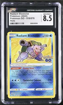 💧 CGC 8.5 NM/Mint+ Radiant Blastoise #018/078 - 2022 Pokemon GO - Image 1