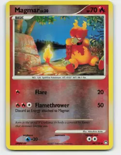 2007 Pokemon, Mysterious Treasures, #54/123 Magmar, Reverse Holo Uncommon - Image 1