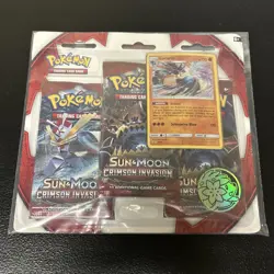 Pokemon TCG: Sun & Moon Crimson Invasion Three Pack Blister New Factory Sealed - Image 1