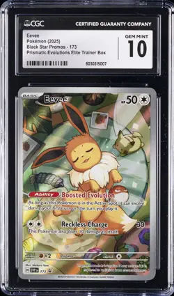 2025 POKEMON SVP EN-SV BLACK STAR PROMO #173 EEVEE CGC 10 GEM MINT - Image 1