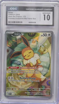 💥CGC Gem Mint 10 Eevee Pokemon (2025) Black Star Promo 173 Prismatic Evolutions - Image 1