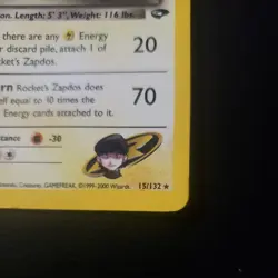 Rocket’s Zapdos Gym Challenge 15/132 Holo Rare 1st Edition Pokemon Card - Image 2